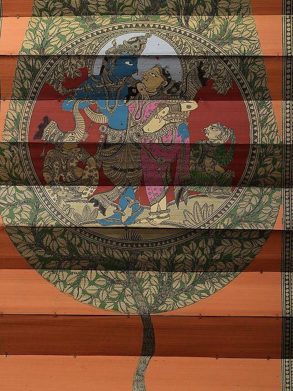 Exotic India Radha Krishna Inside The Tree | Pattachitra Painting On Palm Leaf 