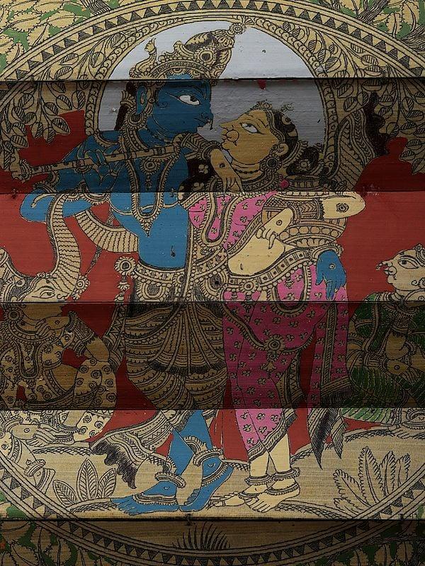 Exotic India Radha Krishna Inside The Tree | Pattachitra Painting On Palm Leaf 