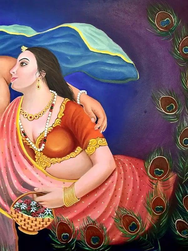 Exotic India Radha Krishna | Oil On Canvas | By Damini Sargam 