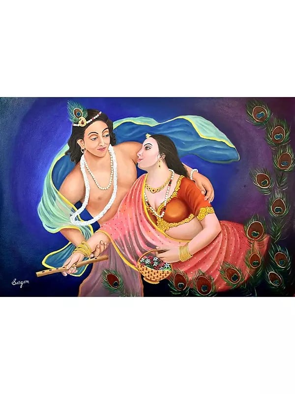 exotic india Radha Krishna | Oil On Canvas | By Damini Sargam 