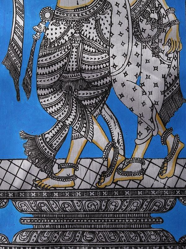Exotic India Radha Krishna Pattachitra Painting | Watercolor On Silk 