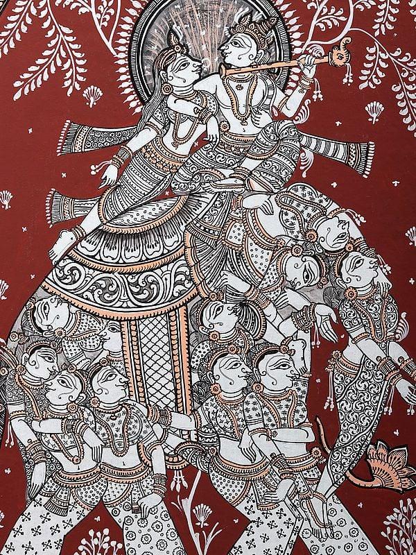 Exotic India Radha - Krishna Riding On Nari Kunjar | Pattachitra Painting From Odisha 