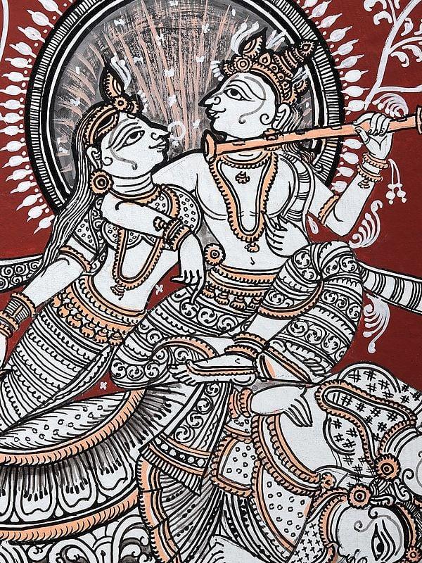 Exotic India Radha - Krishna Riding On Nari Kunjar | Pattachitra Painting From Odisha 