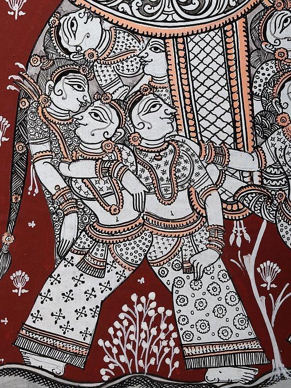 Exotic India Radha - Krishna Riding On Nari Kunjar | Pattachitra Painting From Odisha 