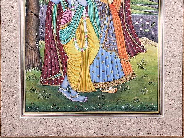 Exotic India Radha Krishna Watercolor Painting On Paper