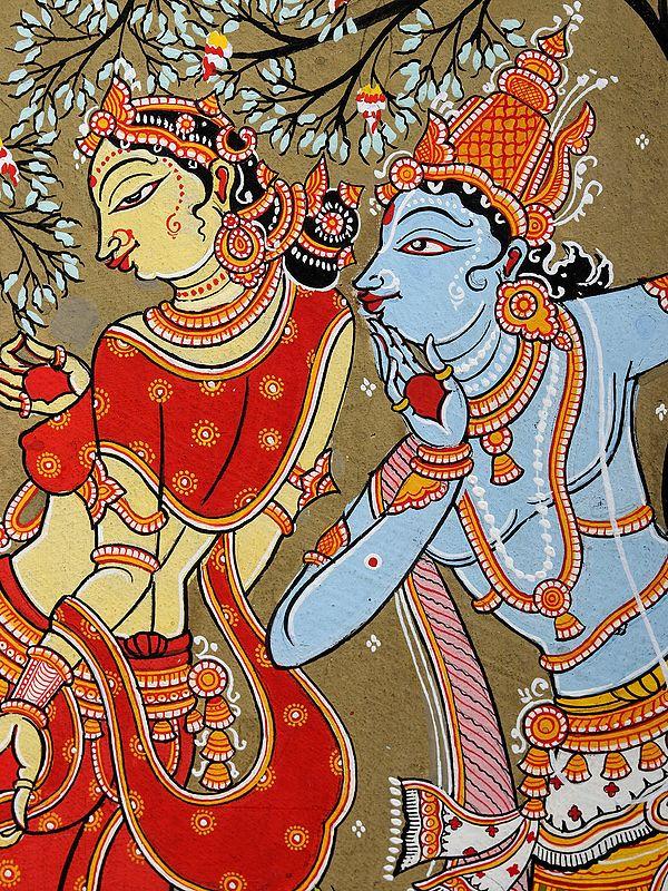 Exotic India Radha Krishna With Friends | Pattachitra Painting From Odisha 