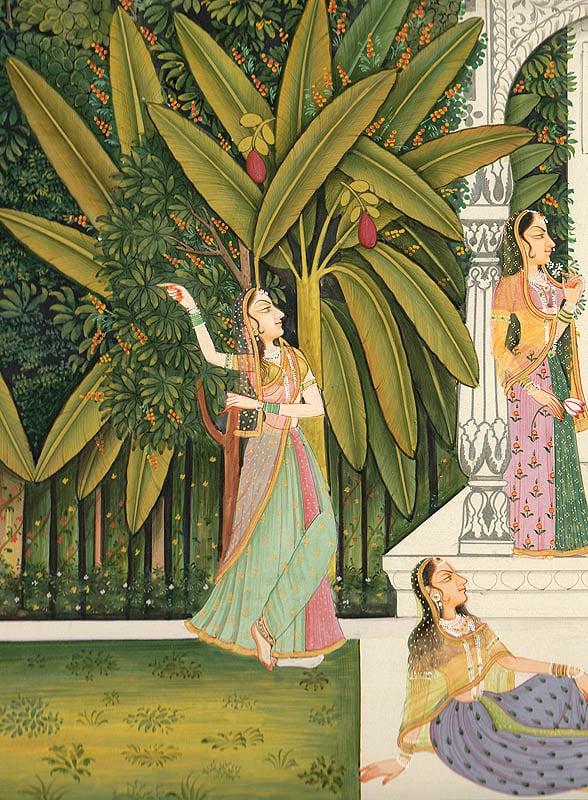 Exotic India Radha Krishna With Gopis (Kishangarh Style)