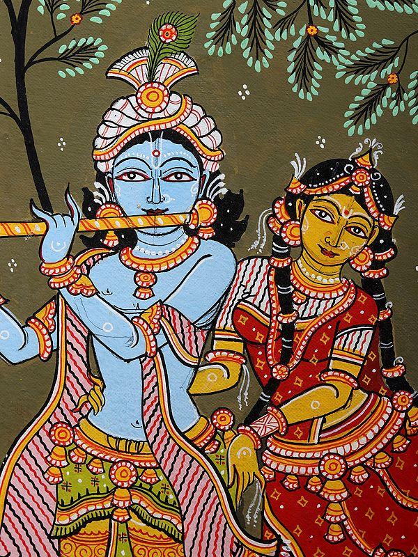 Exotic India Radha Krishna With Gopis | Pattachitra Painting From Odisha 
