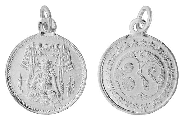 exotic india Raghavendrar Pendant With OM on the (Two Sided Pendant) 