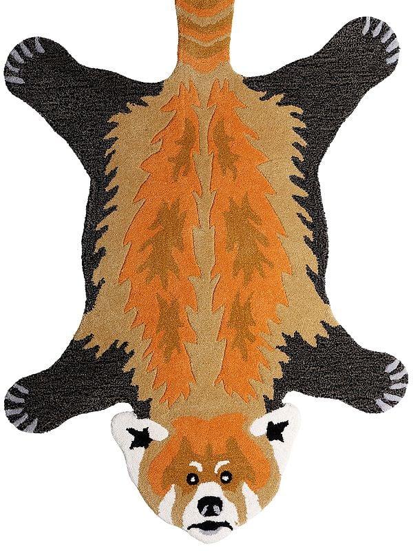 Exotic India Rainbow Handmade Red-Panda Tufted Yogic Asana Mat From Mirzapur
