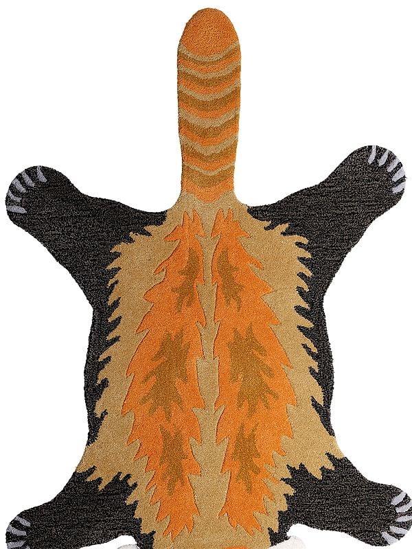 Exotic India Rainbow Handmade Red-Panda Tufted Yogic Asana Mat From Mirzapur