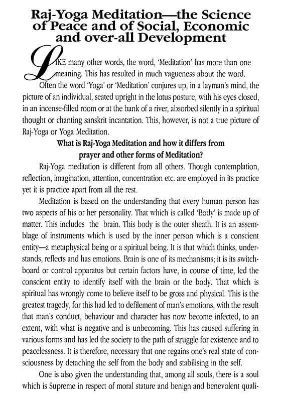 Exotic India Raj Yoga Meditation: The Science Of Peace And Of Social Economic And Over-All Development 