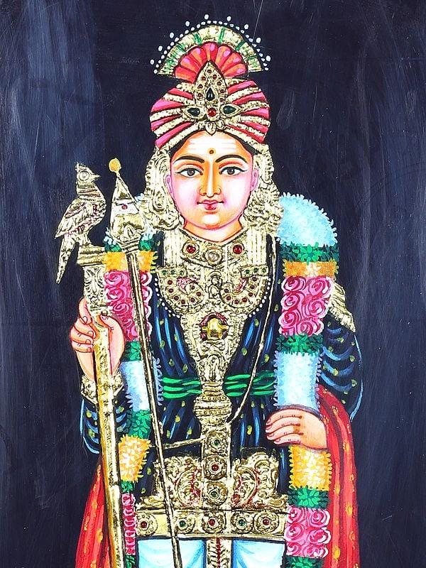 Exotic India Raja Alangaram Murugan | Framed Tanjore Painting 