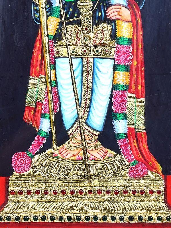 Exotic India Raja Alangaram Murugan | Framed Tanjore Painting 