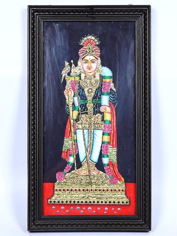 exotic india Raja Alangaram Murugan | Framed Tanjore Painting 