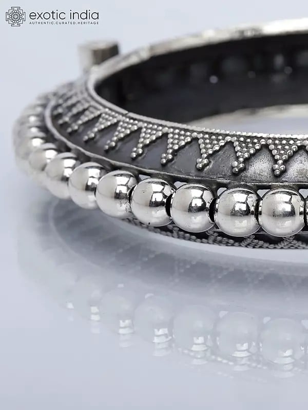 Exotic India Rajasthani Style Sterling Silver Bangle (Price Per Piece) 