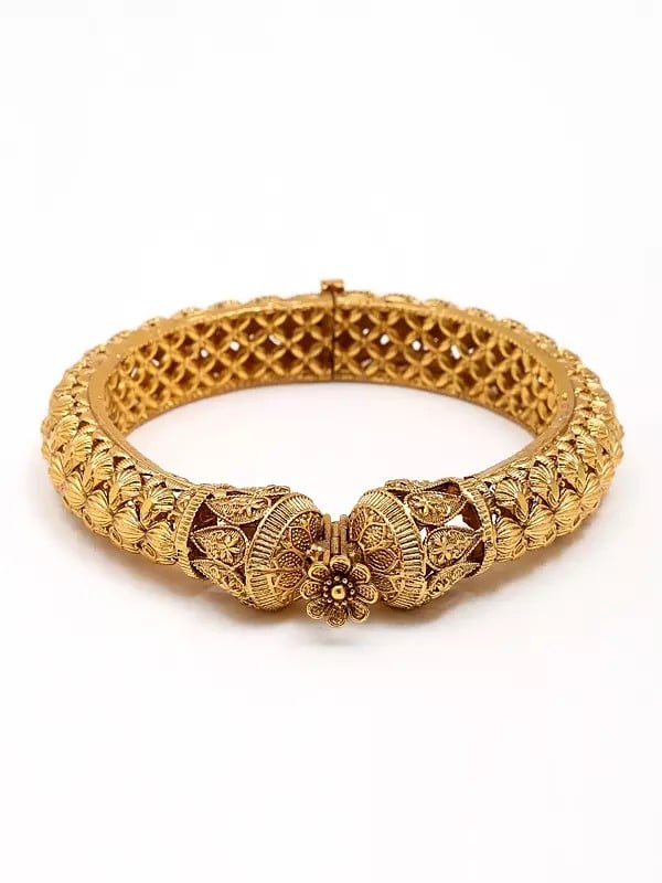 Exotic India Rajwadi Style Floral Design Screw Openable Pair Of Bangles