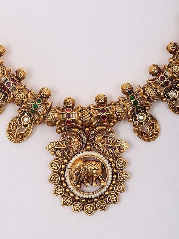 Exotic India Rajwadi Style Necklace And Earrings Set