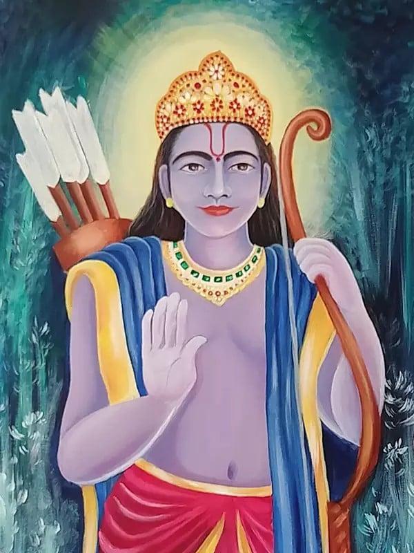 Exotic India Ram And Sita In Blessing Gesture | Acrylic On Canvas | By Damini Sargam 