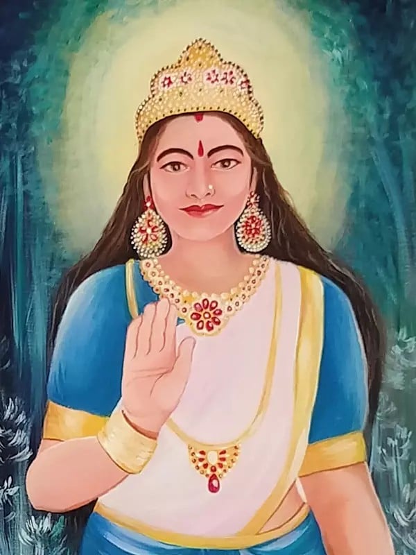 Exotic India Ram And Sita In Blessing Gesture | Acrylic On Canvas | By Damini Sargam 