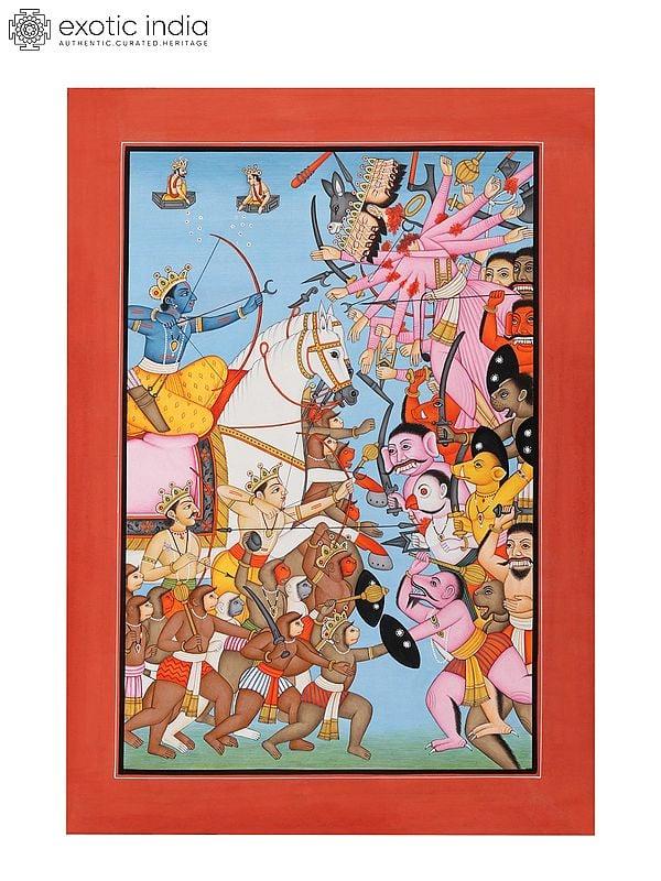 exotic india Rama Killing Ravana : An Episode from Rama-Katha 