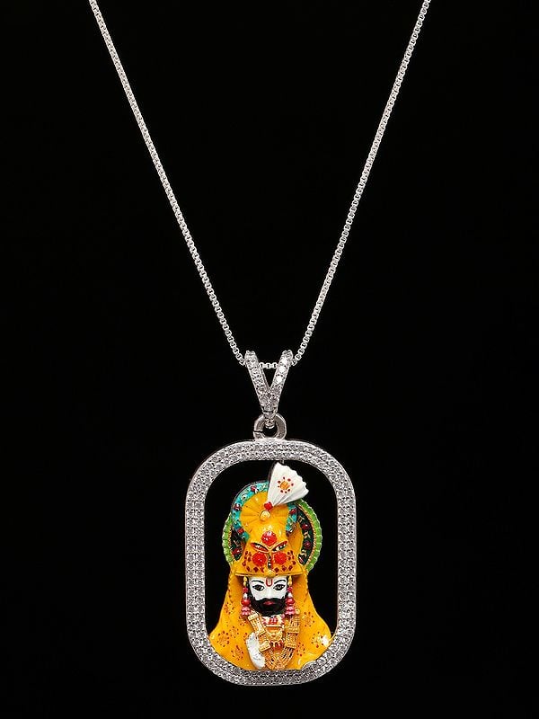 Exotic India Ramdev Pir Baba Enamel Sterling Silver Pendant 
