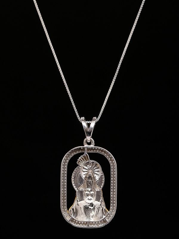 Exotic India Ramdev Pir Baba Enamel Sterling Silver Pendant 