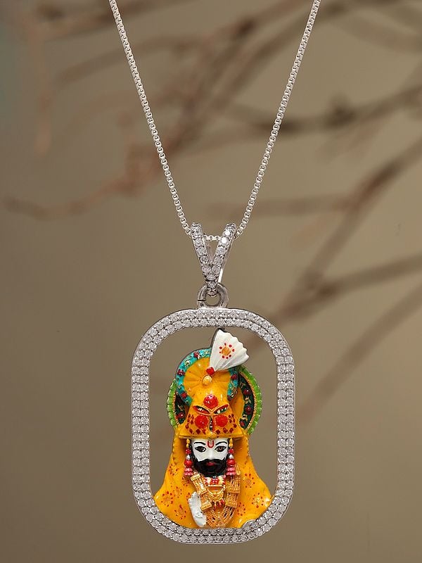 Exotic India Ramdev Pir Baba Enamel Sterling Silver Pendant 