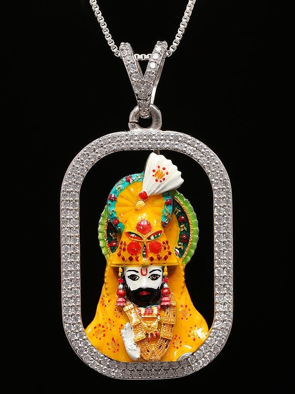 exotic india Ramdev Pir Baba Enamel Sterling Silver Pendant 
