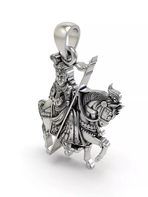 Exotic India Ramdev Pir Baba Sterling Silver Pendant 
