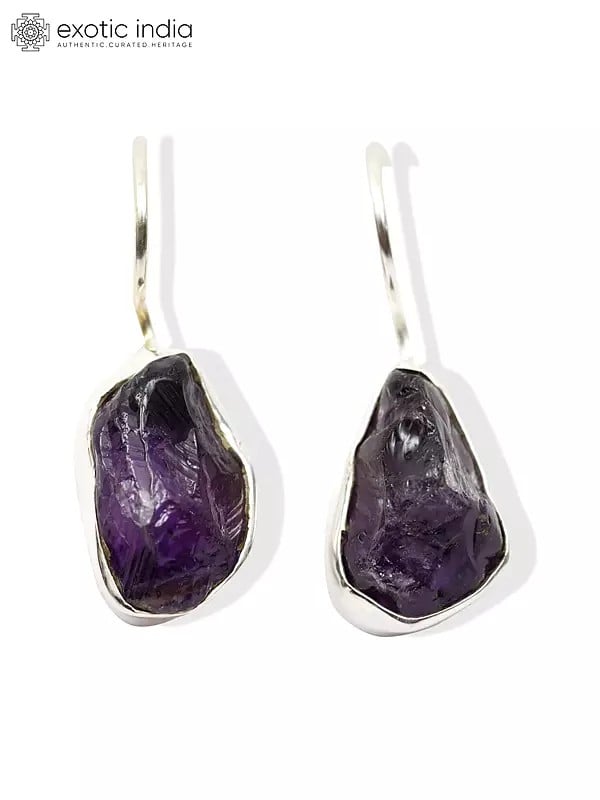 exotic india Raw Gemstone Hook Earrings | Sterling Silver Jewelry 
