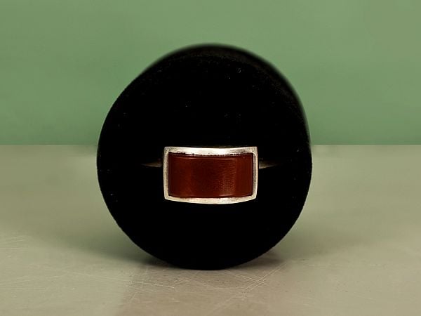 exotic india Rectangular Carnelian Sterling Silver Ring 