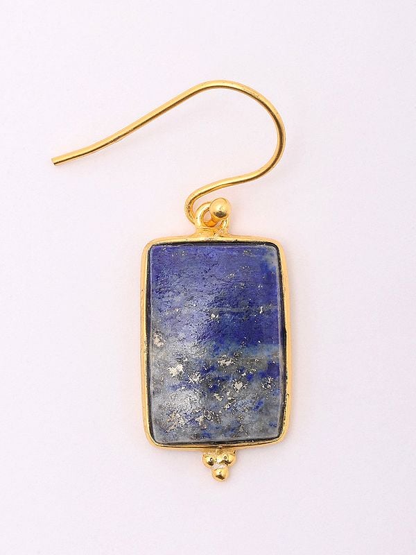 Exotic India Rectangular Shaped Lapis Lazuli Earrings 