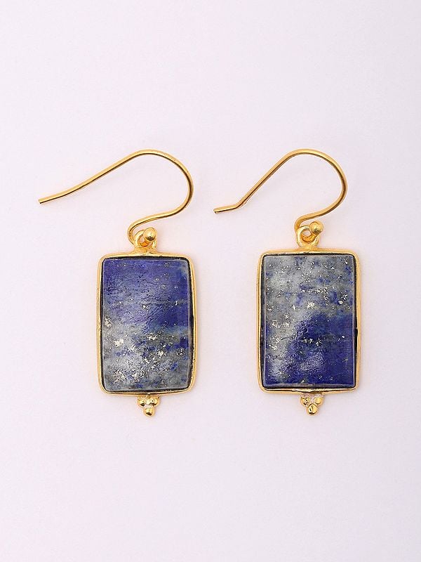 exotic india Rectangular Shaped Lapis Lazuli Earrings 