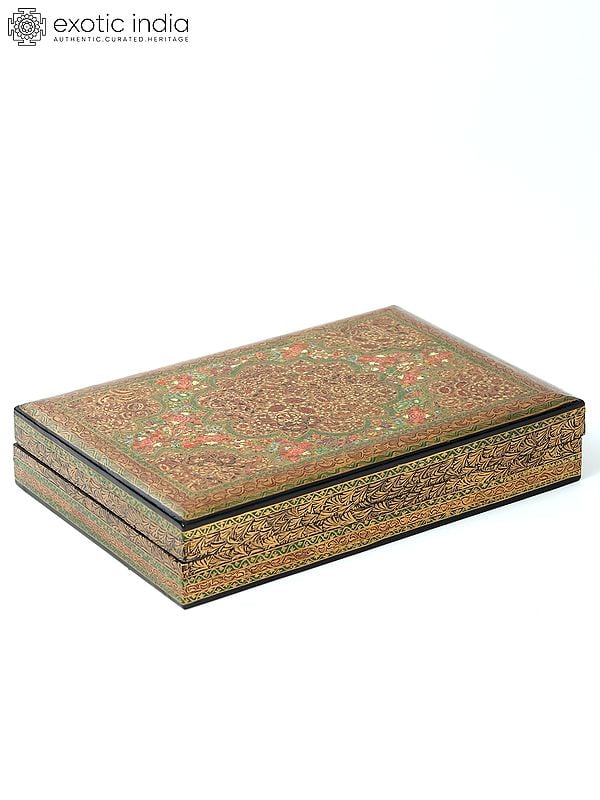 Exotic India Rectangular Shaped Papier Mache Box | Hand-Painted