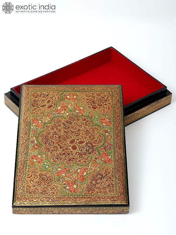 Exotic India Rectangular Shaped Papier Mache Box | Hand-Painted