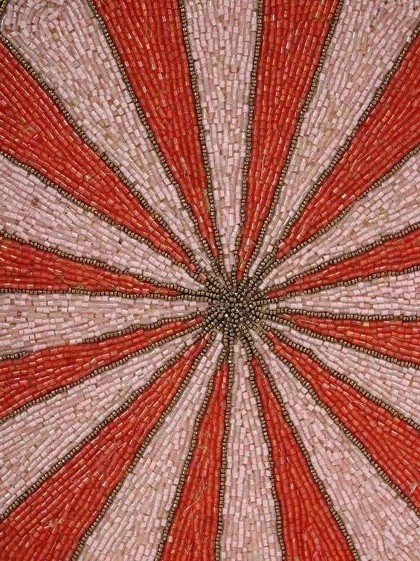 Exotic India Red And Pink Beads Round Table-Mat (Set Of 2) 
