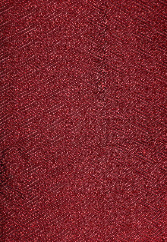 exotic india Red Dahlia Handloom Fabric from Banaras with Woven Swastikas