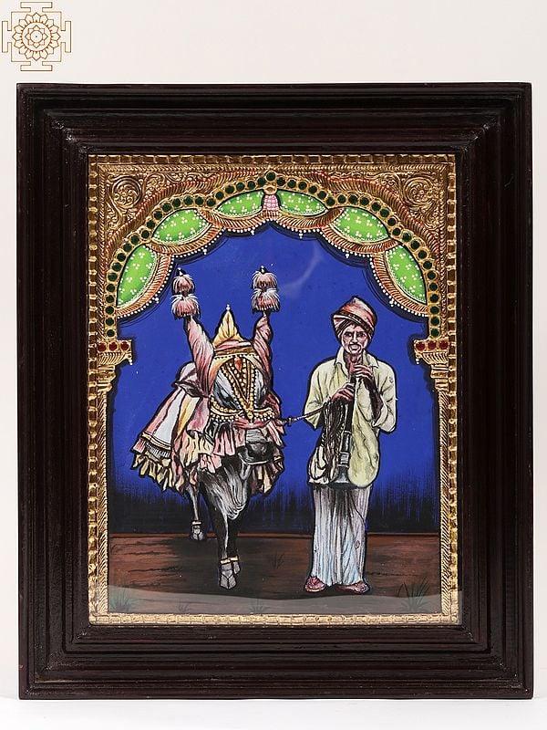 exotic india Represent Dying Culture | Framed Tanjore Painting 