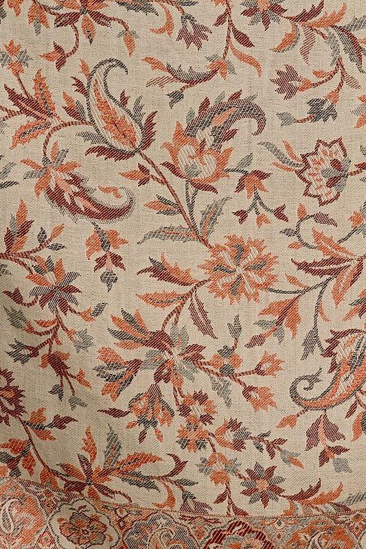 Exotic India Reversible Jamawar Shawl From Amritsar With Woven Flowers 