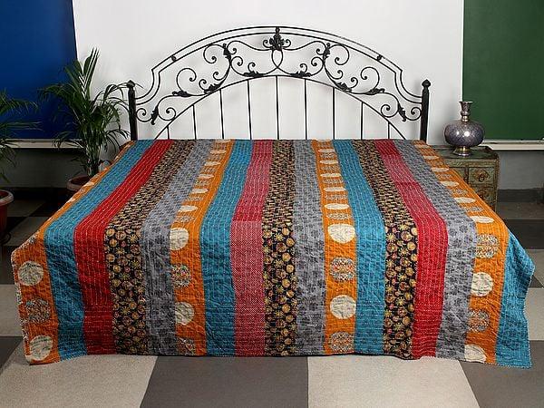 Exotic India Reversible Kantha Bedcover With Multicolor Patches From Jodhpur 