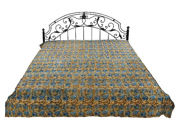 Exotic India Reversible Kantha Quilt With Multicolor Patches From Jodhpur 