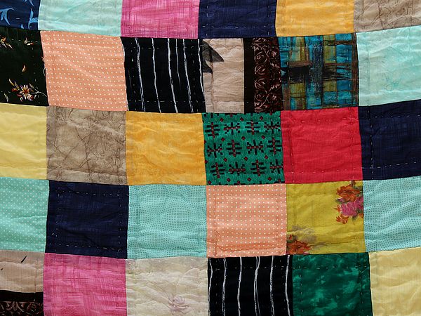 Exotic India Reversible Kantha Quilt With Multicolor Patches From Jodhpur 