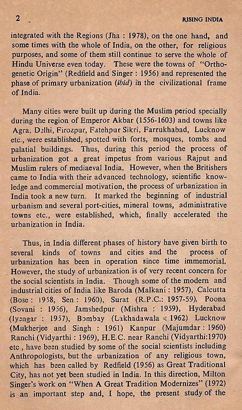 Exotic India Rising India- An Urban Anthropological Approach To Puri (An Old And Rare Book) 
