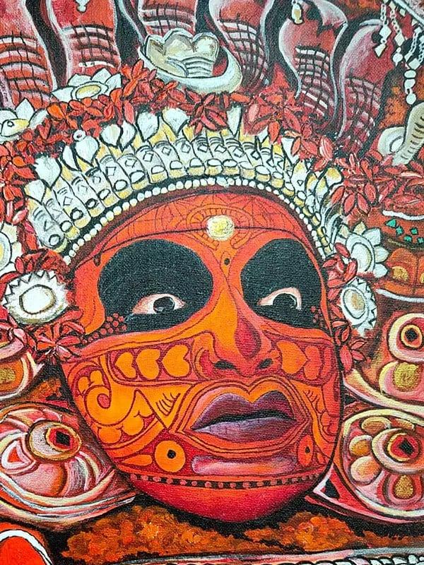 Exotic India Ritual Flames Of Theyyam | Acrylic On Canvas | Kerala Mural Art 