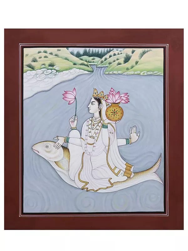 exotic india River Goddess Ganga | Watercolor on Paper 
