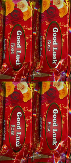 exotic india Rose Incense Cones - Good Luck (Pack of 4 Packets) 