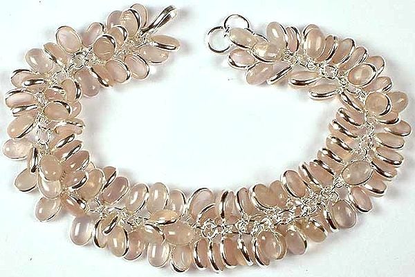exotic india Rose Quartz Bunch Bracelet | Sterling Silver Bracelets 