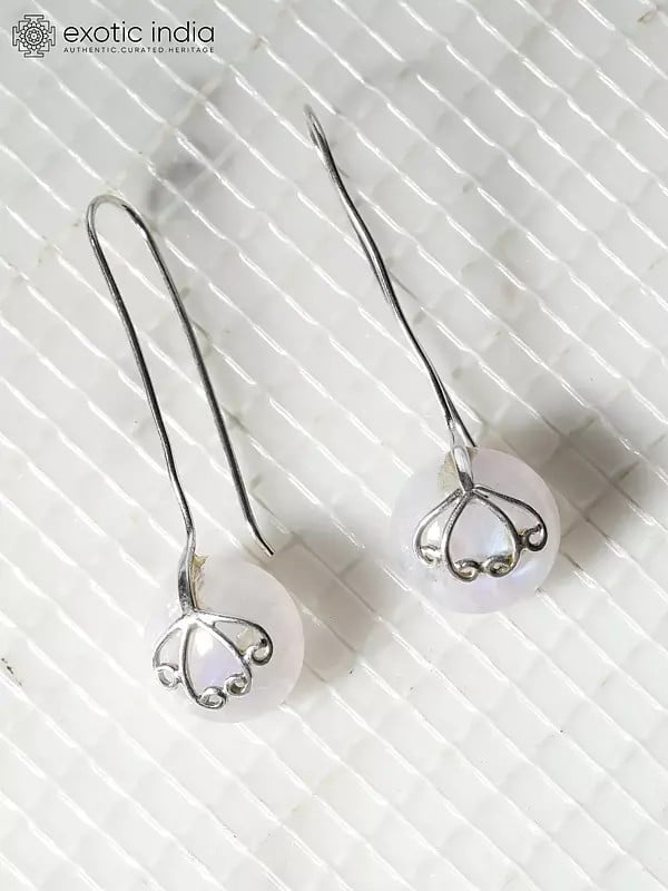 Exotic India Rose Quartz Hook Earrings | Sterling Silver Jewelry