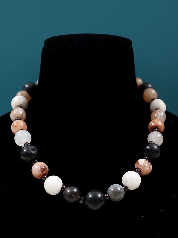 Exotic India Round Agate Beads Necklace | Indian Gemstone Jewelry